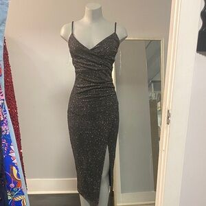 Refuge Black Glitter Asymmetrical Dress